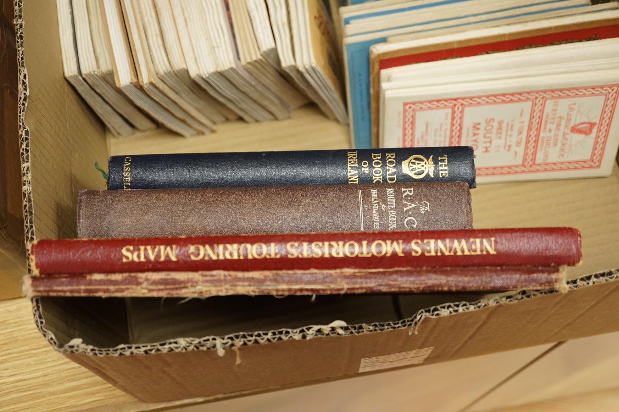 Twenty-five Bartholomew's series maps of England and Wales, together with five Bartholomew roadmaps of Ireland, four ordnance survey maps of Ireland, fourteen ordnance survey tourist maps, and RAC Route Book for England